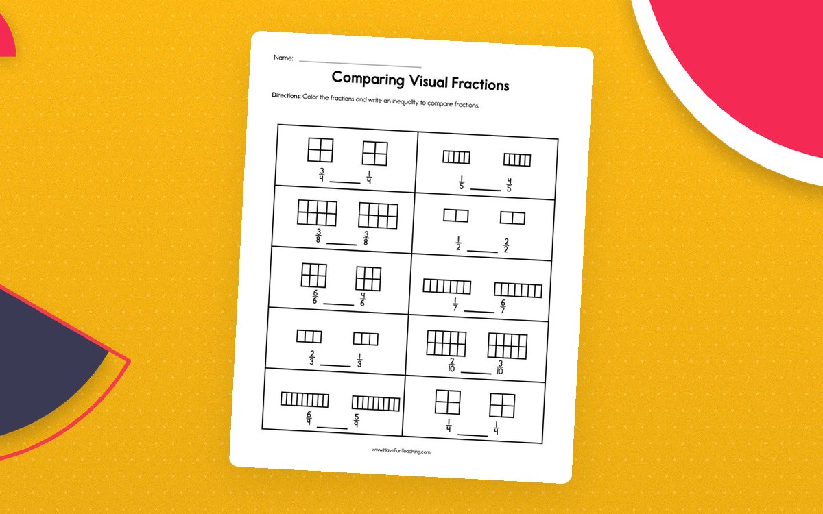 Comparing Visual Fractions Worksheet teaching resource preview