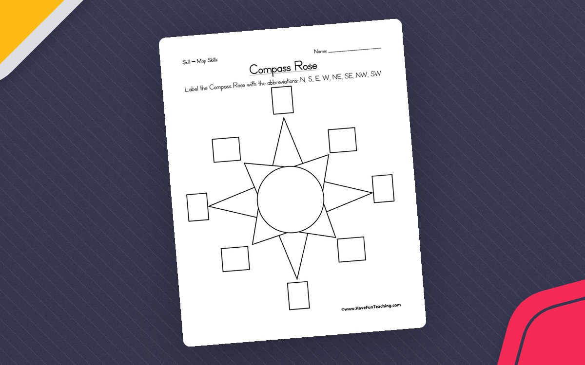 Compass Rose Worksheet preview: Blank eight-point compass rose