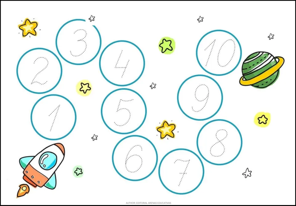 First number tracing sheet in the resource, featuring dotted numerals 1 through 10 for tracing in order