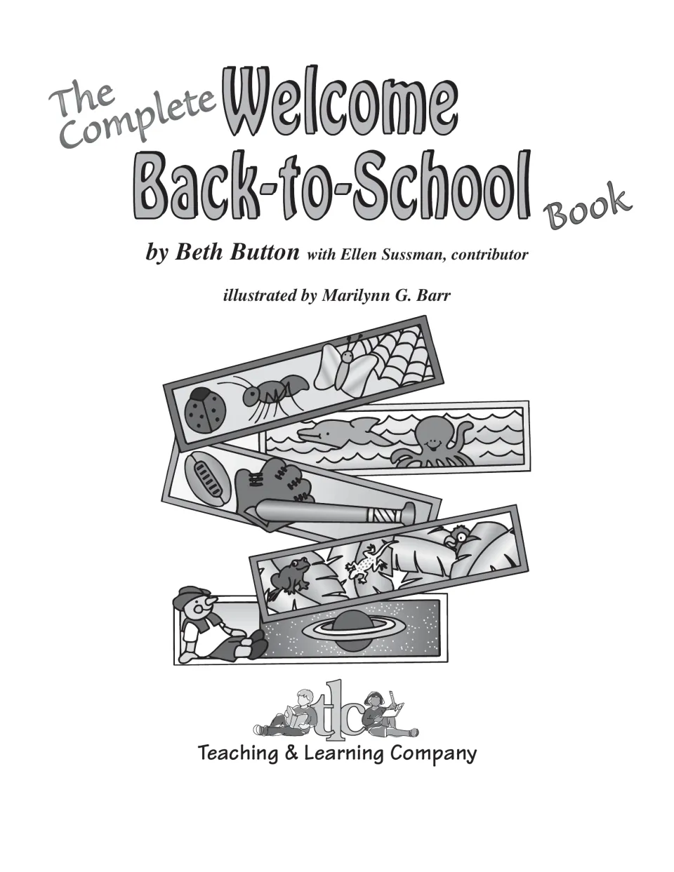 Title page by Beth Button with Ellen Sussman, illustrated by Marilynn G. Barr, with bug, ocean, sports and space art