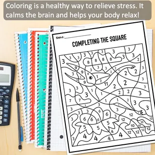 Completing the Square Color by Numbers Worksheet – sample page 3