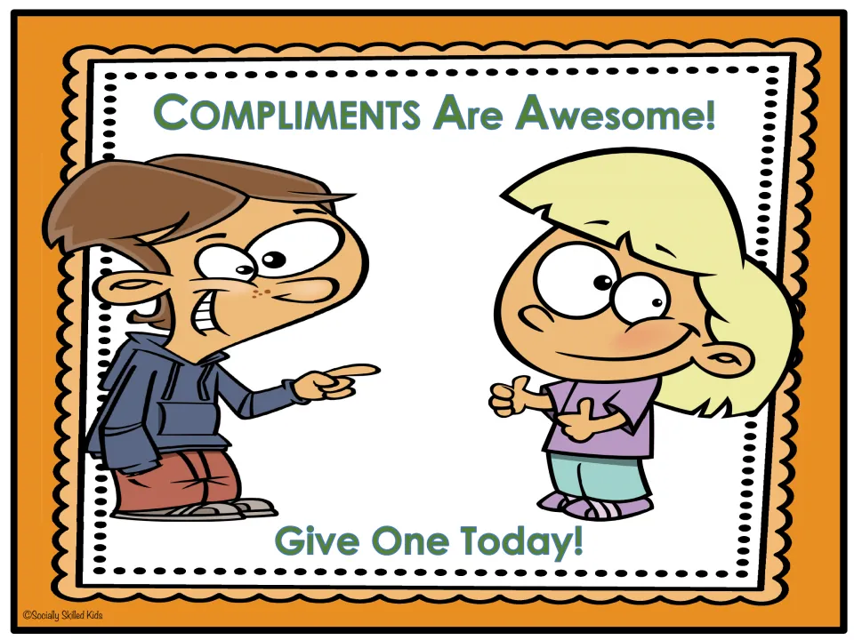 Compliment activity poster encourages giving compliments with “Compliments Are Awesome!” and “Give One Today!”