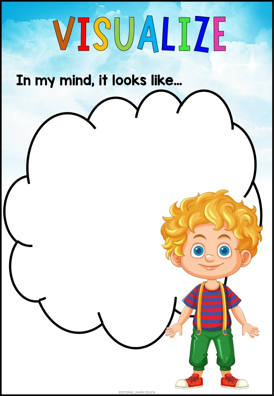 Visualization activity for the reading packet uses the response prompt 'In my mind, it looks like...'