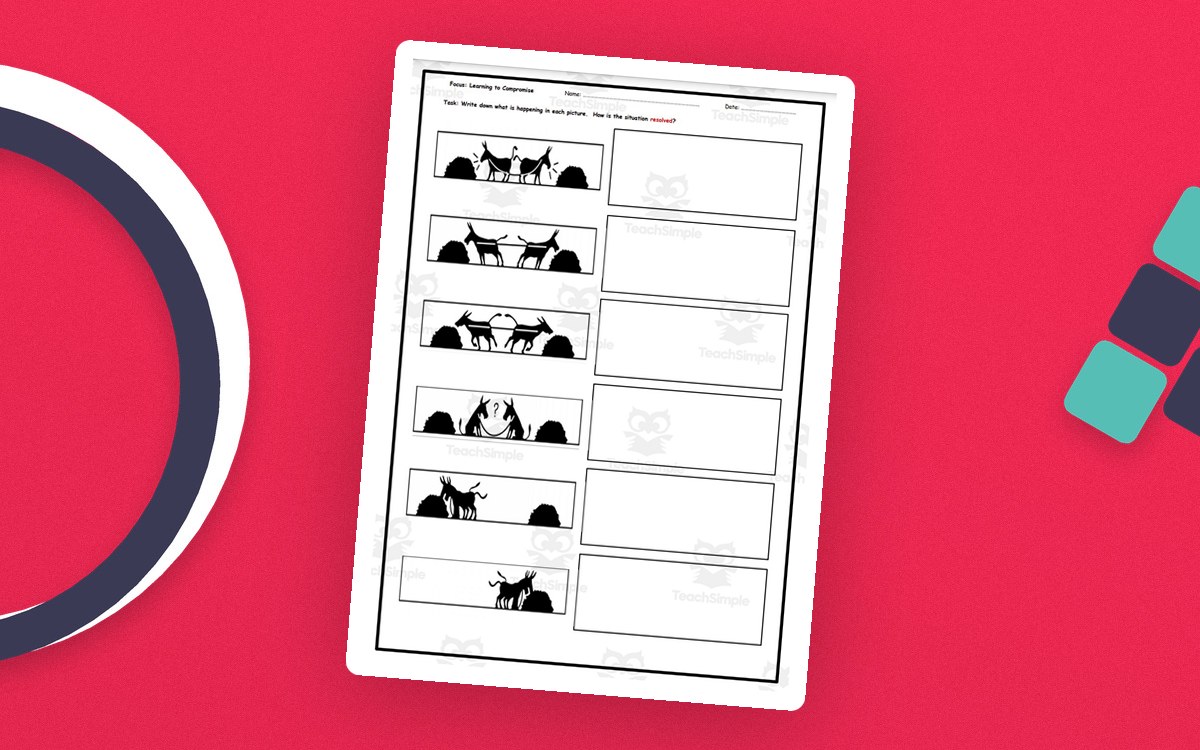 Compromise Worksheet preview: A 'Learning to Compromise' worksheet with a name and date line