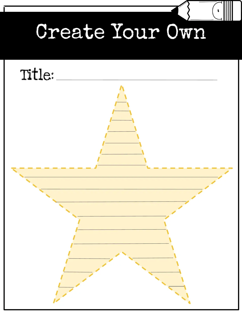 Create your own star shape poem: students write a title and fill a five-point star template with their poem
