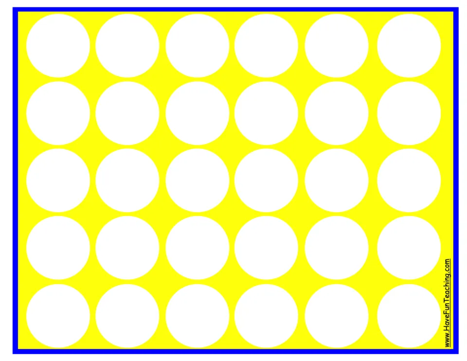 Blank alphabet-order game board with 30 empty spaces for placing letter tiles to make four letters in order.