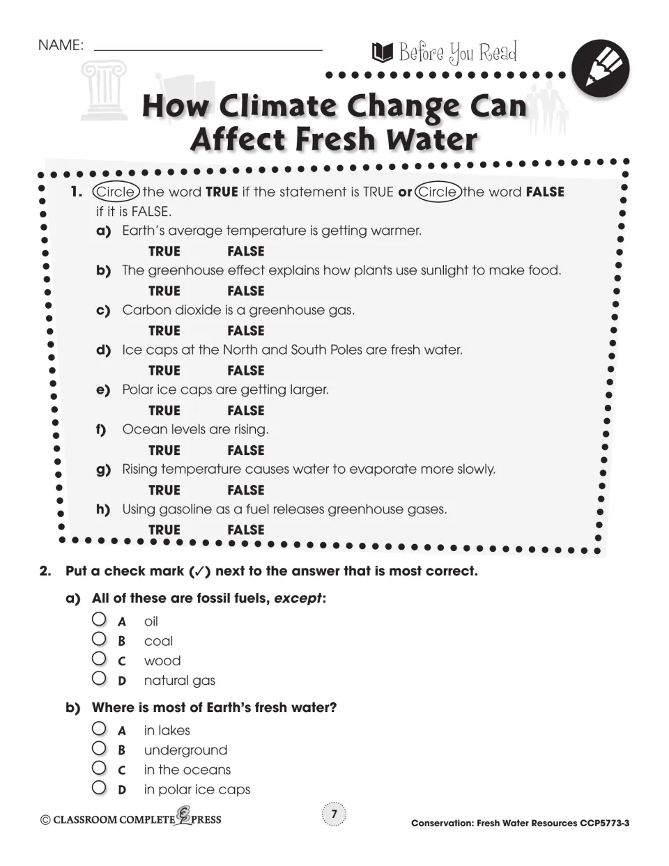 Before You Read: 8 true/false statements on warming and greenhouse gases, plus 2 multiple-choice questions