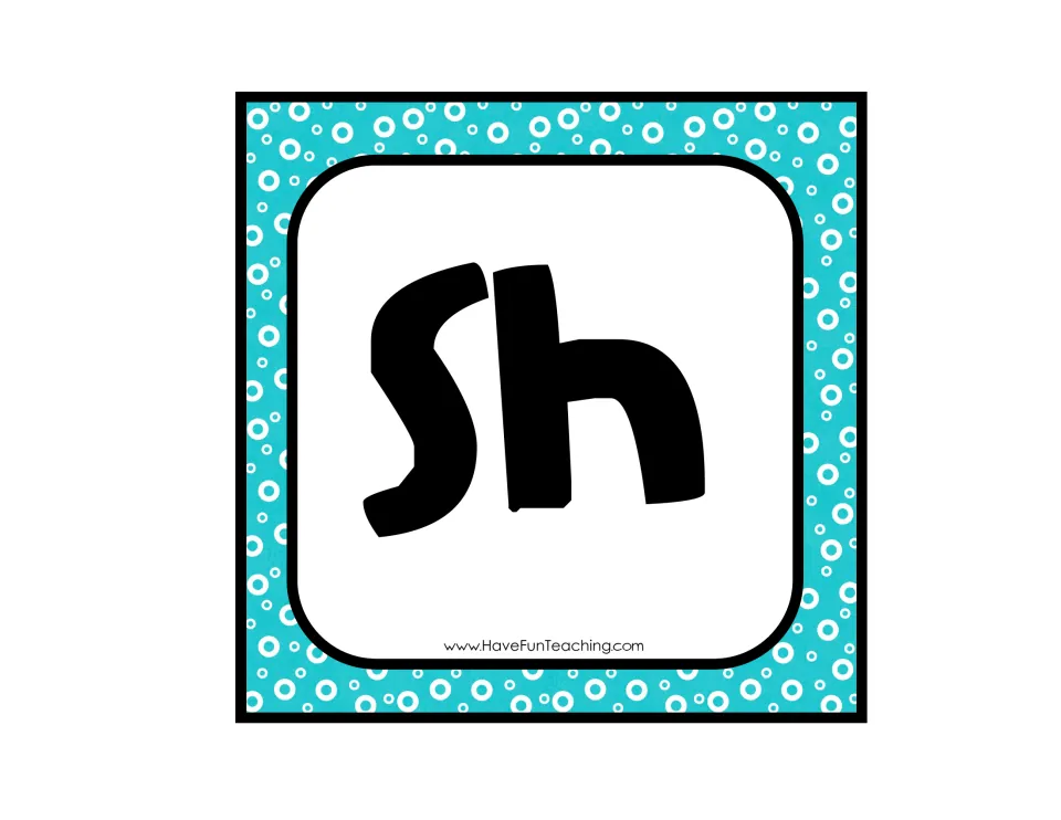Digraph sh header card: students cut it out and set it down to start the sh group when sorting word cards by sound