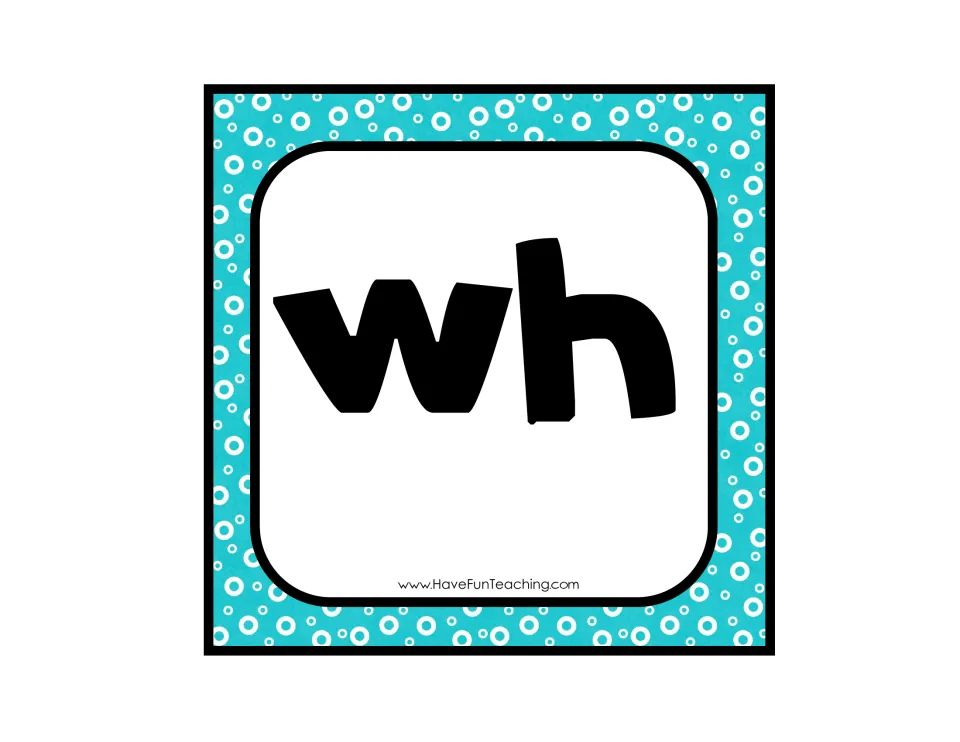 Digraph wh header card: students cut it out and place it as the label for the wh group in the beginning-sound word sort