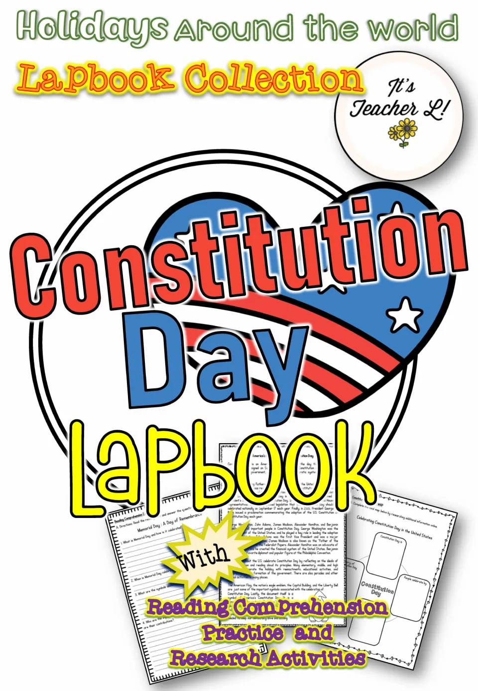 Constitution Day lapbook cover from the Holidays Around the World set, with reading comprehension and research activities