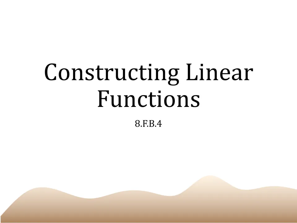 Cover slide for the linear functions presentation, titled 'Constructing Linear Functions' and labeled 8.F.B.4