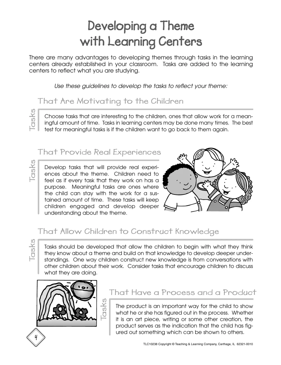 Guidelines for center tasks that motivate children, give real experiences, build knowledge and have a process and product