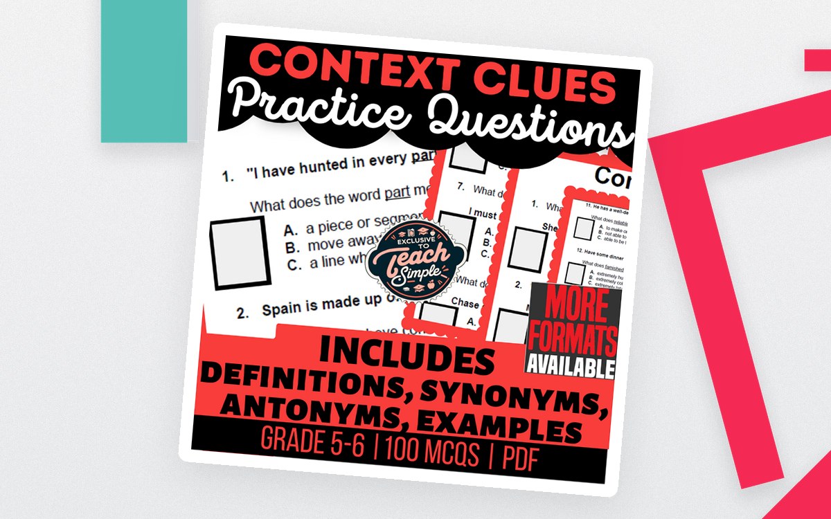 Context Clues Practice Questions - Vocabulary Grade 5-6 (PDF) preview