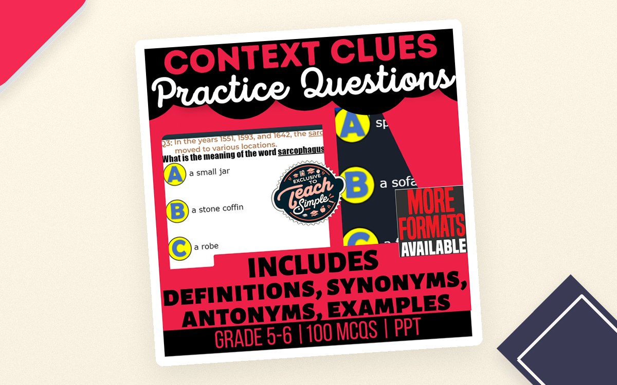Context Clues Practice Questions - Vocabulary Grade 5-6 (PPT) preview