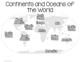 Continents and Oceans Flipbook Activity – sample page 2