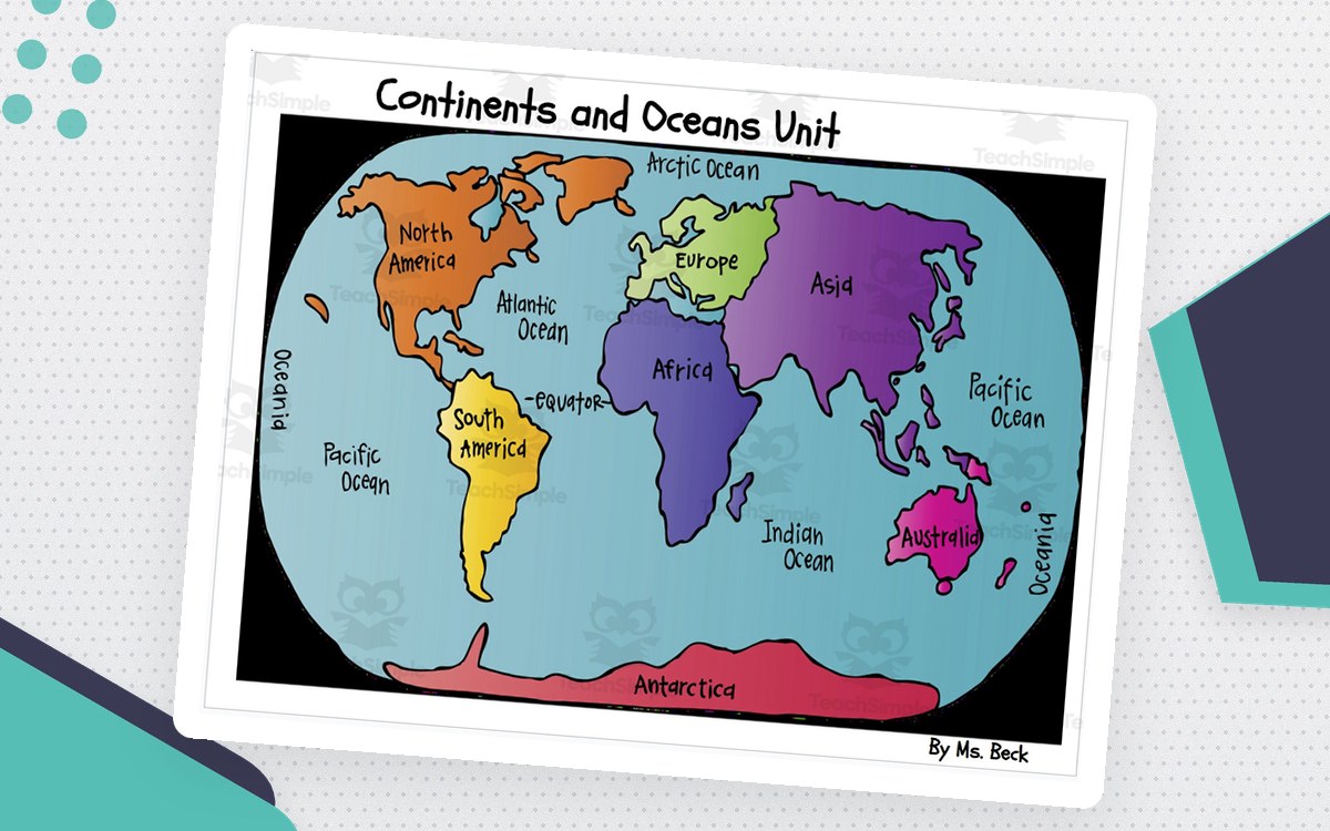 Continents and Oceans Map – Geography PowerPoint preview