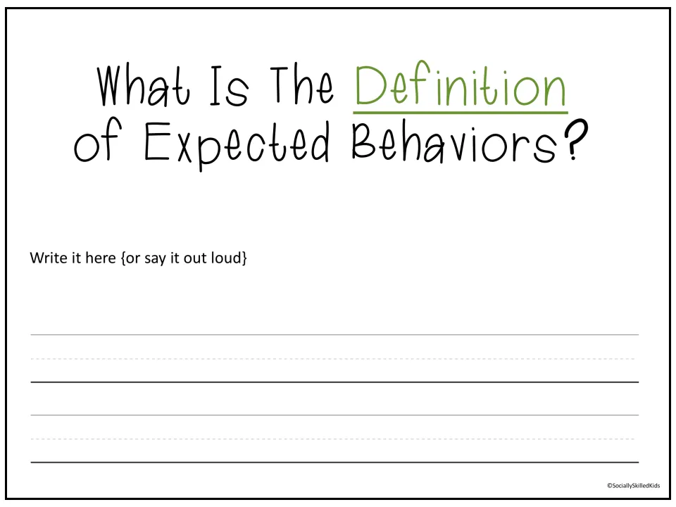 Defining expected behaviors: students write or say aloud what expected behavior means in their own words