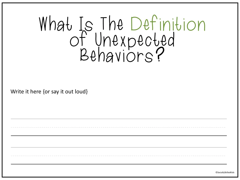 Defining unexpected behaviors: students write or say aloud what unexpected behavior means in their own words