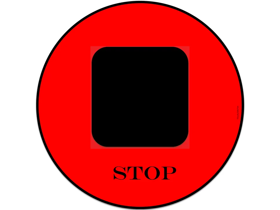 STOP conversation cue poster: a red sign with a black stop symbol, used when someone in the group blurts out.