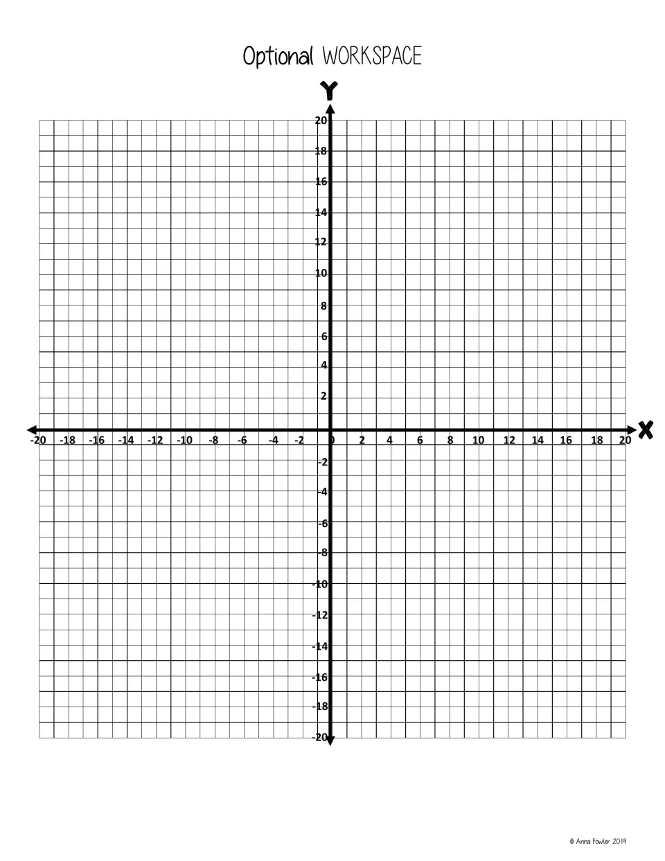 Optional workspace: blank coordinate plane from -20 to 20 on both axes for graphing points while transforming them