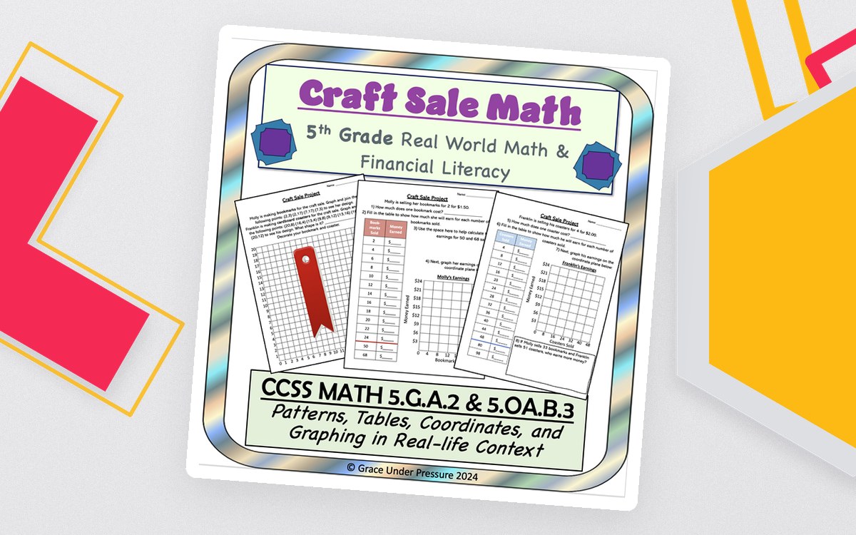 Coordinate Plane Worksheets: 5th Grade Patterns, Tables, Graphing teaching resource preview