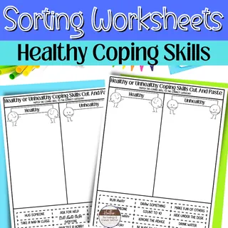 Coping Skills Cut & Paste Sorting Worksheets – cover