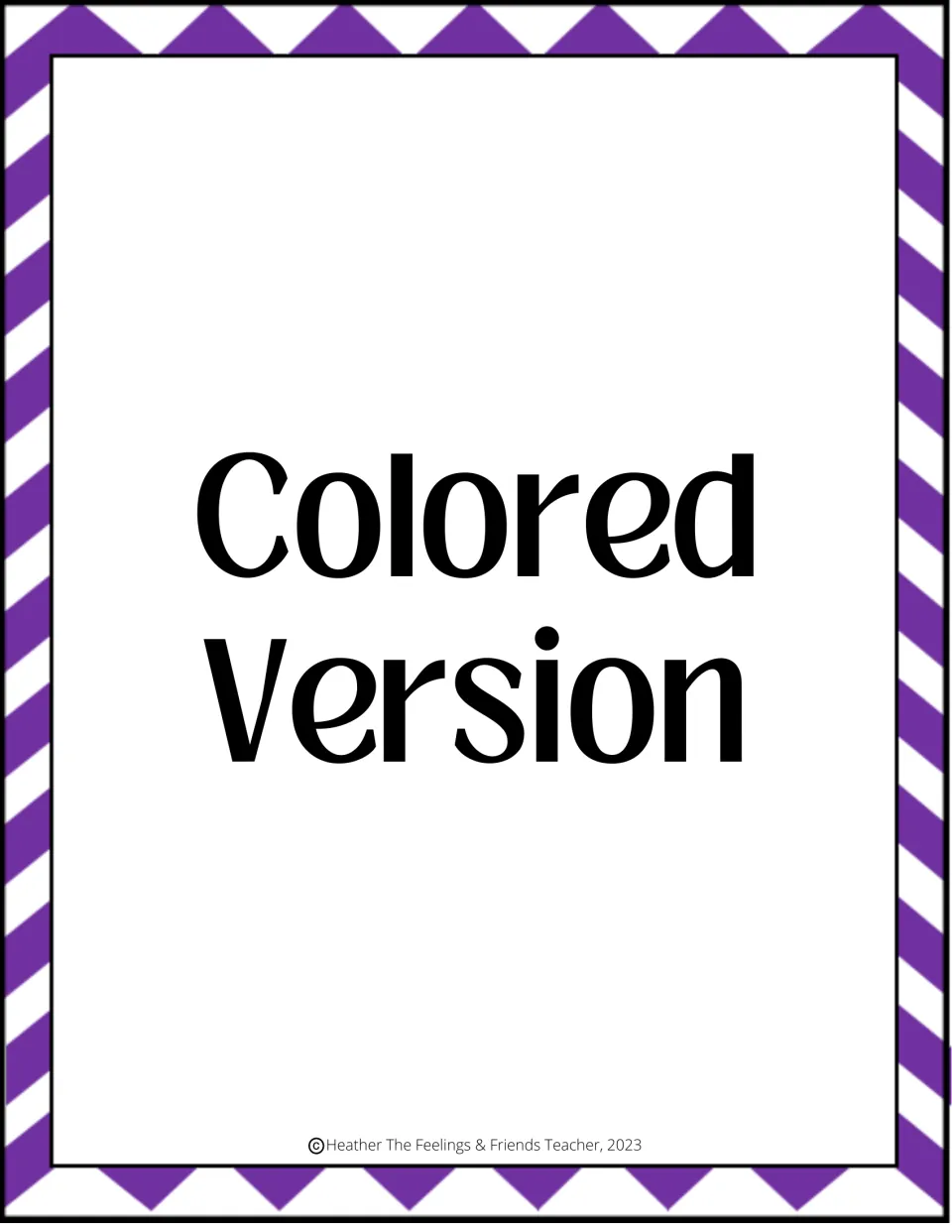 Section divider titled Colored Version, marking the start of the full-color set of coping skills question cards