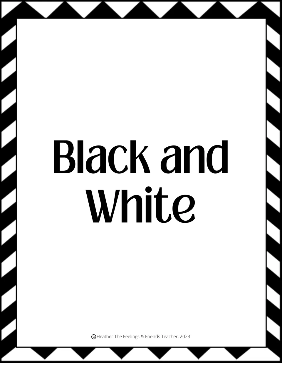 Section divider titled Black and White, marking the start of the black-and-white set of coping skills question cards