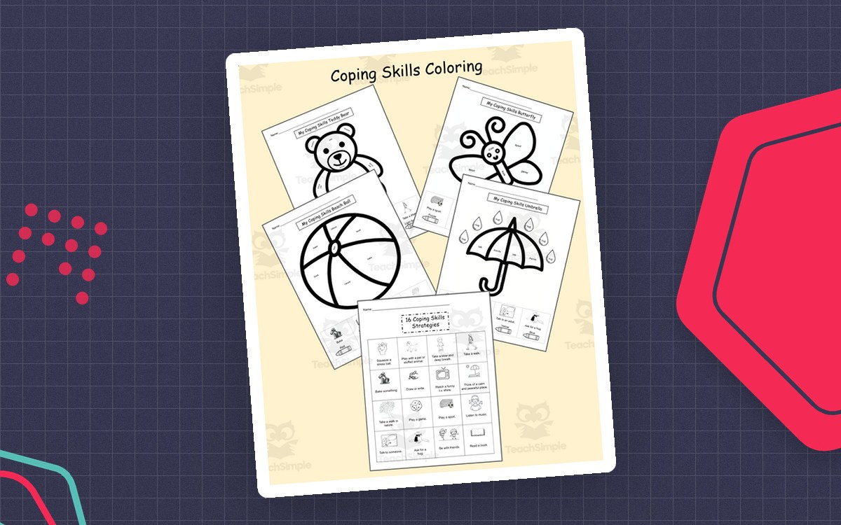 Coping Skills SEL Coloring Pages – 4 Strategy Sheets preview