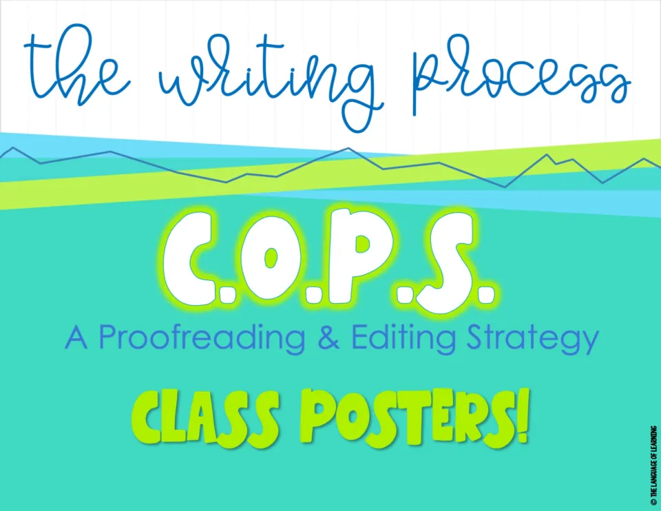 Cover for The Writing Process C.O.P.S. class posters, titled A Proofreading & Editing Strategy