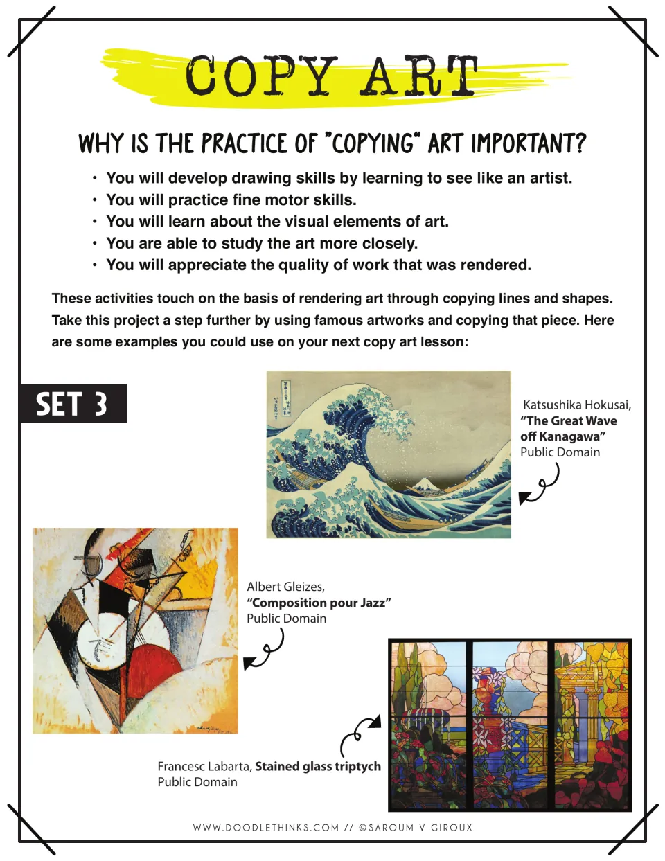 Copy Art Set 3 intro: five reasons to practice copying art, plus Hokusai, Gleizes and Labarta artworks to copy
