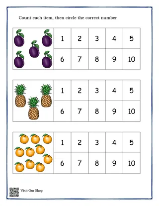 Count & Circle Math Worksheet – sample page 2
