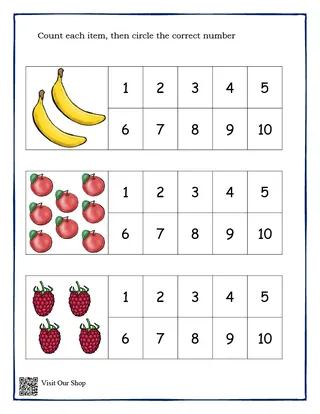 Count & Circle Math Worksheet – sample page 3