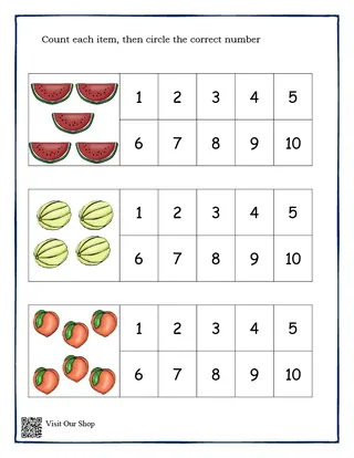 Count & Circle Math Worksheet – sample page 4
