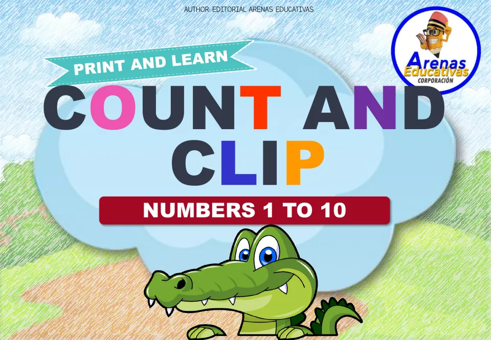 Cover of COUNT AND CLIP - Numbers 1 to 10, an animal counting card resource labeled 'Print and Learn'.