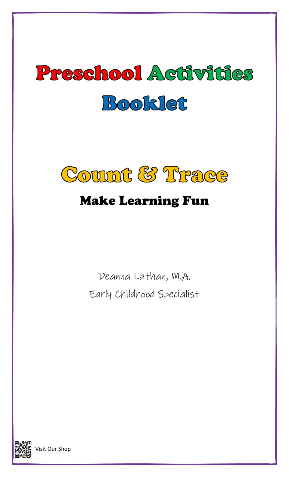 Cover of the Preschool Activities Booklet Count & Trace by Deanna Lathan, M.A., Early Childhood Specialist