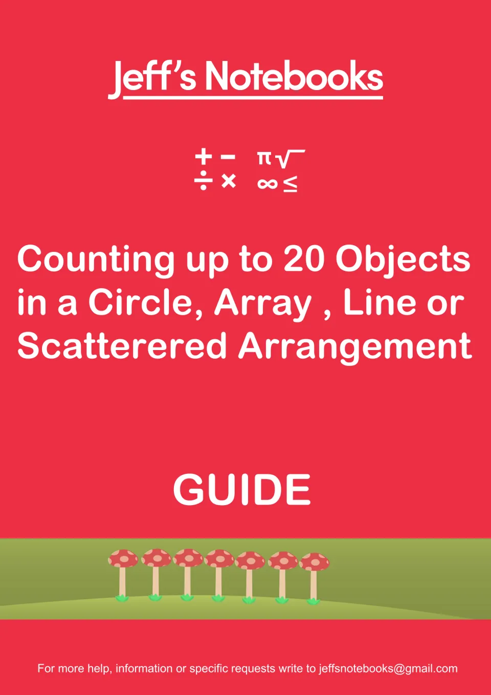 Cover of the counting guide from Jeff's Notebooks: counting up to 20 objects in a circle, array, line or scattered set