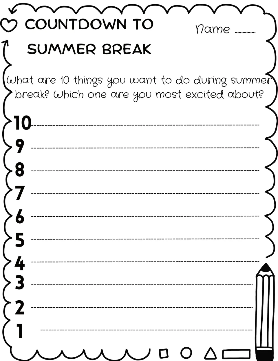 Summer break plans, day 10: students list 10 things they want to do this summer and pick the one they are most excited for