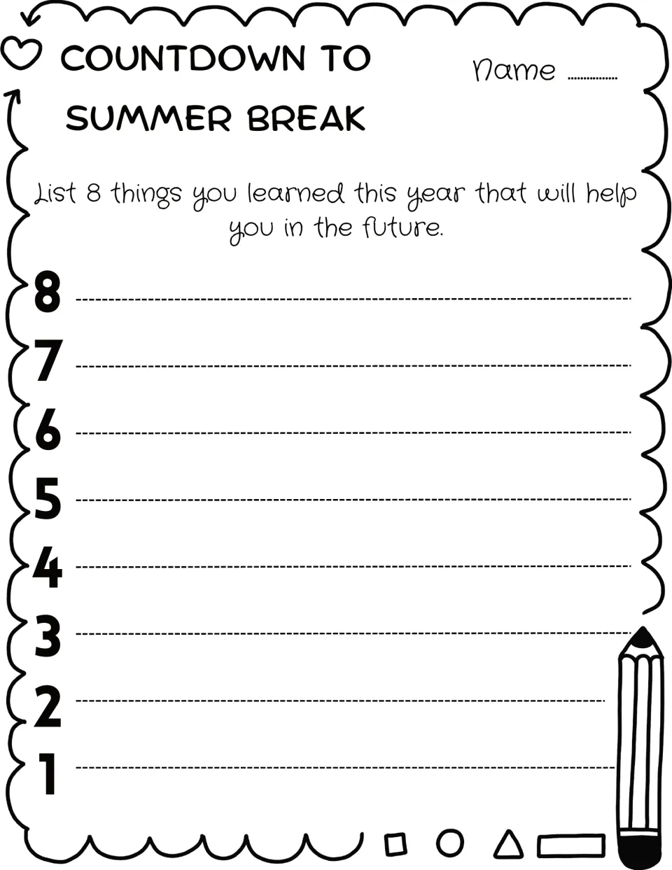 Day 8 learning reflection: students list 8 things they learned this year that will help them in the future