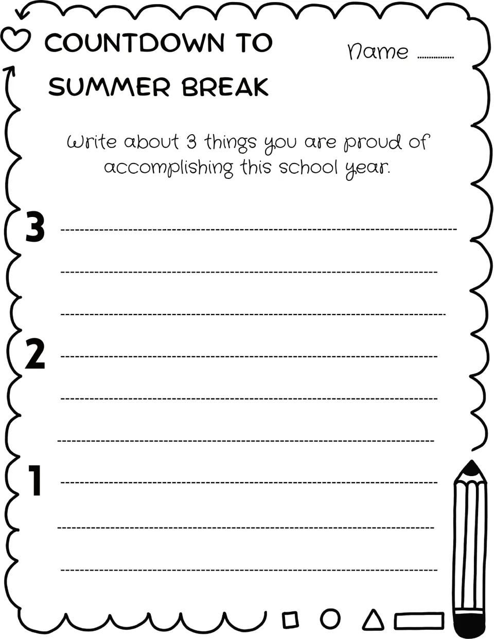 Day 3 reflection on pride: students write about 3 things they are proud of accomplishing this school year