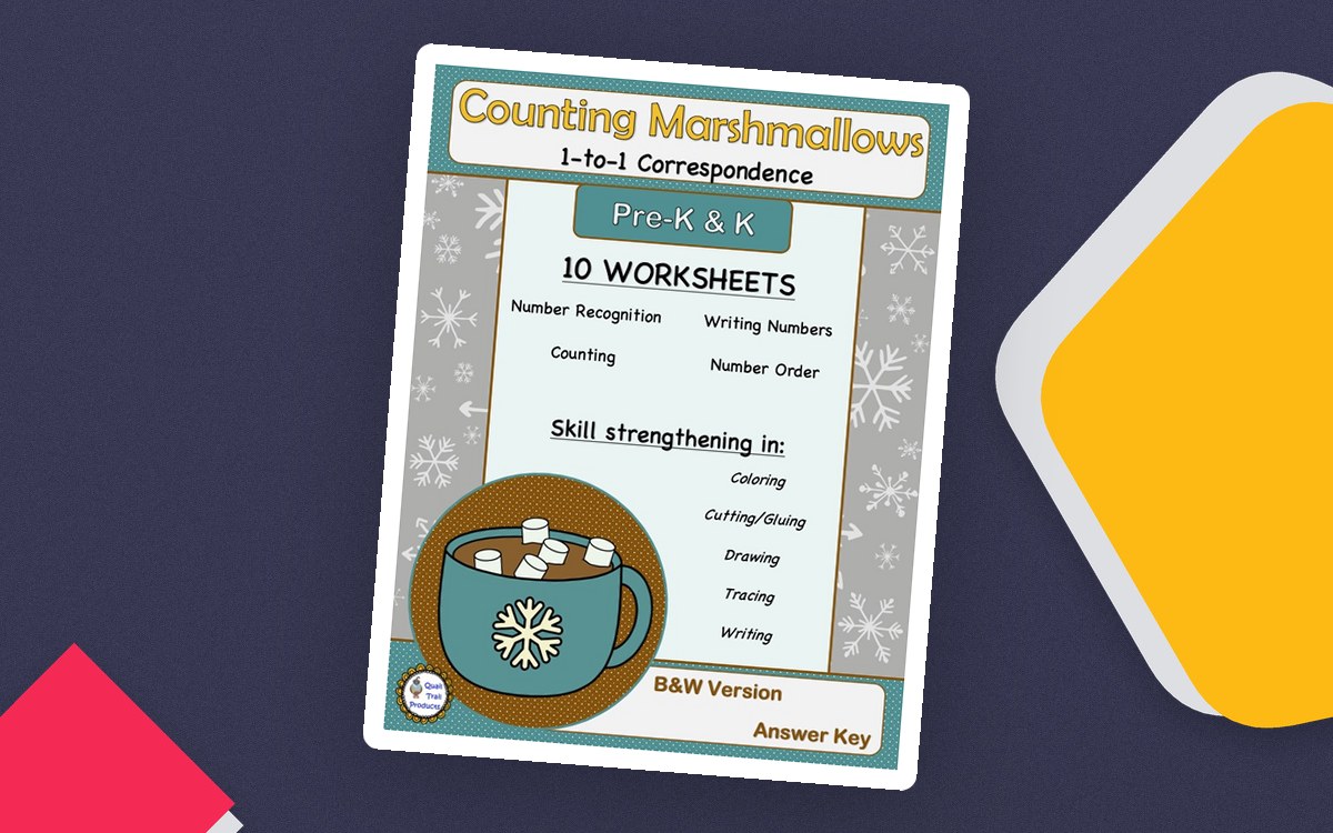 Counting 0-10 and 1-to-1 Correspondence Worksheets | Hot Cocoa Theme preview