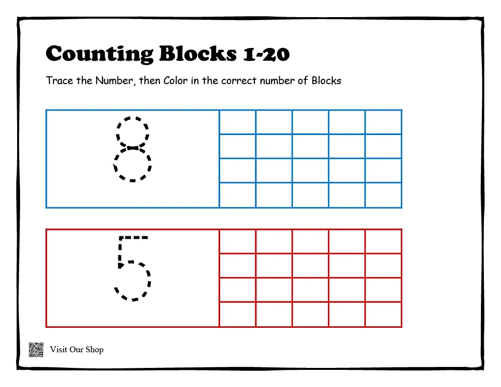 Counting Blocks 1-20 Worksheet – cover
