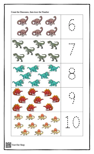 Counting Dinosaurs 1-10 Printable – sample page 2