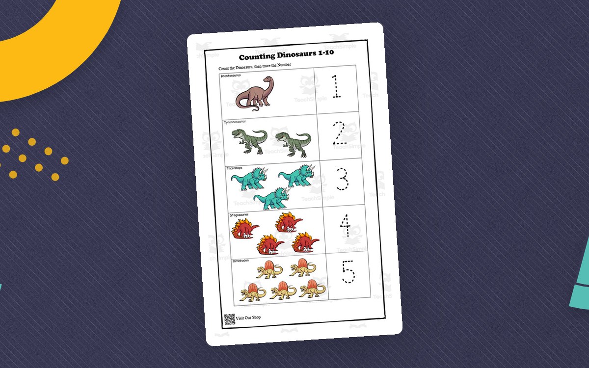 Counting Dinosaurs 1-10 Printable preview