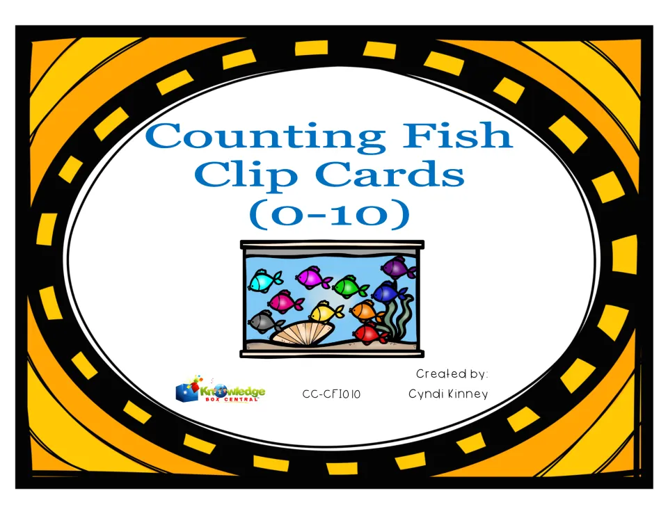 Cover of Counting Fish Clip Cards (0-10): a fish tank filled with colorful fish, by Cyndi Kinney, Knowledge Box Central