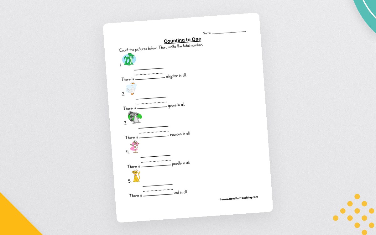 Counting Pictures 1-12 Worksheets teaching resource preview