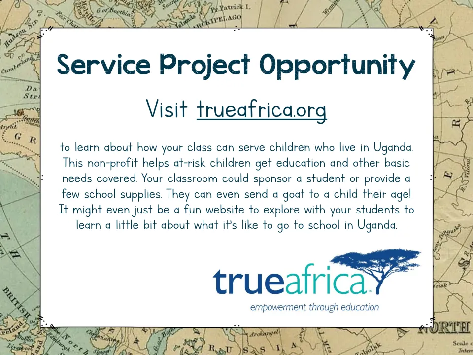 Service Project Opportunity: trueafrica.org, a non-profit helping children in Uganda get education and basic needs