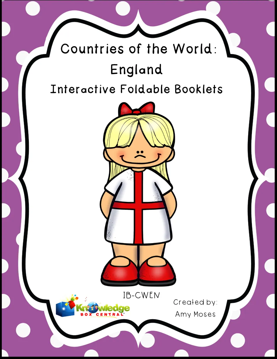 England Interactive Foldable Booklets cover, showing a girl in a St. George's cross dress, by Amy Moses