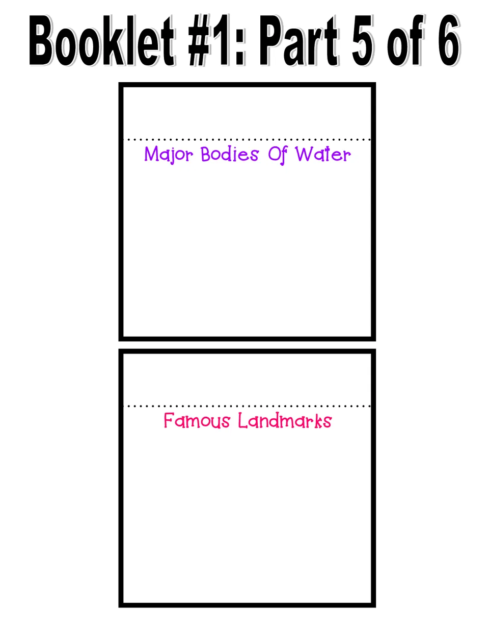 Geography booklet part 5: pages headed Major Bodies of Water and Famous Landmarks for facts about England