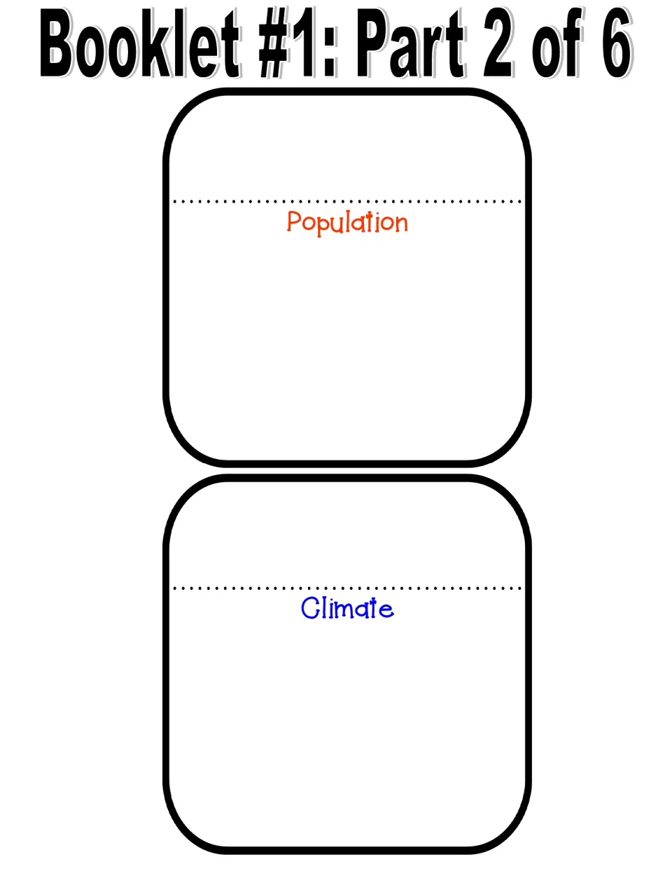 Geography of Israel booklet part 2 of 6: the Population and Climate pages for students to fill in